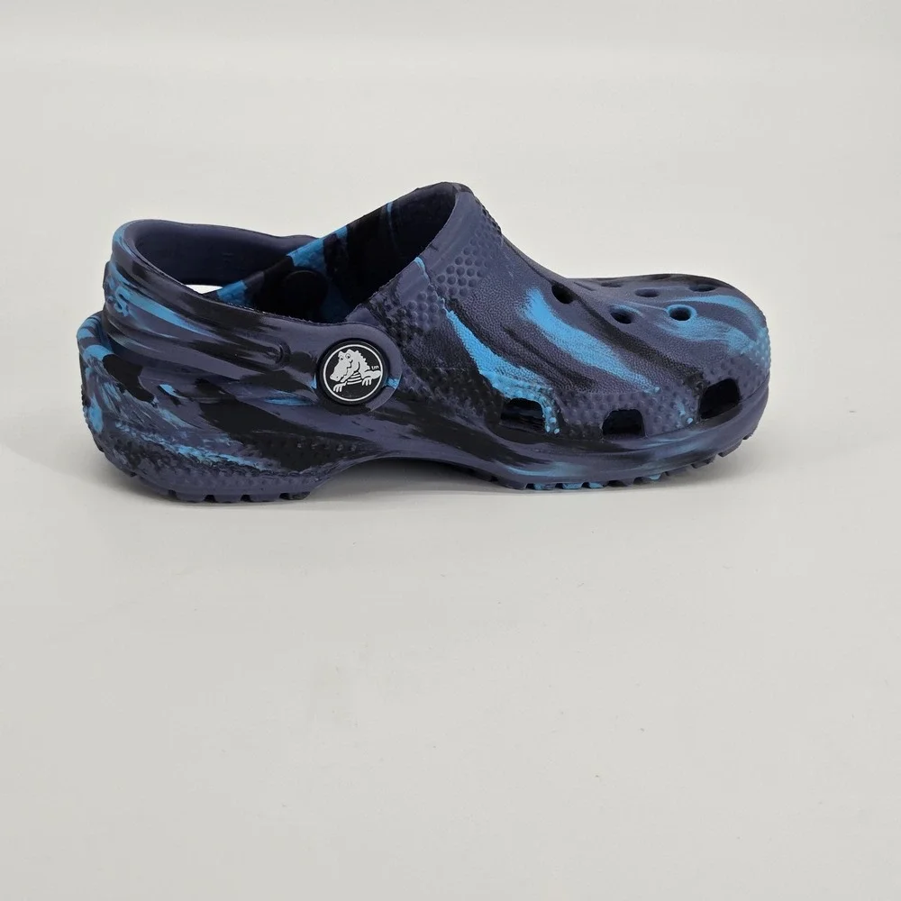 Crocs Classic Marled Clog Toddler Barefoot Shoes Blue Black Swirl Size C8 NWOT